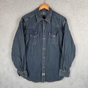 Levi Strauss Signature Denim Work Shirt Mens 2XL Blue Snap Western‎ Cowboy
